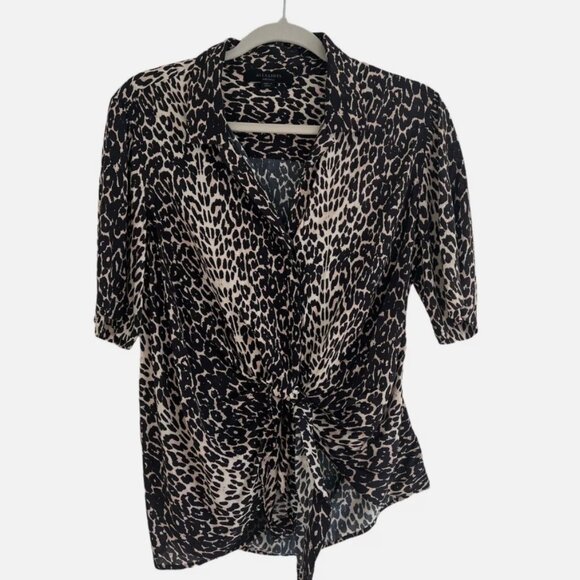 All Saints Sirena Front-Tie Button Down Shirt, size medium - Picture 2 of 3